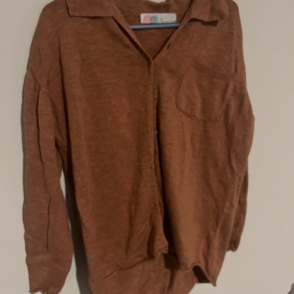 Free People FB Beach oversized button‎ down top size XS